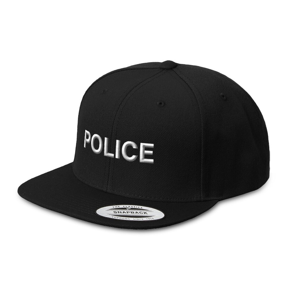 Flat Bill Trucker Hat Police Block Style Snapback Baseball Cap for Men and Women