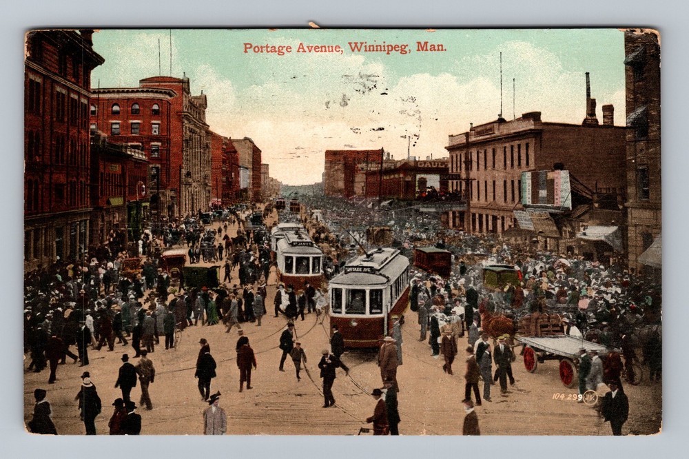 Canada Manitoba Winnipeg Portage Avenue Old Card Postal Vintage c1911 Postcard