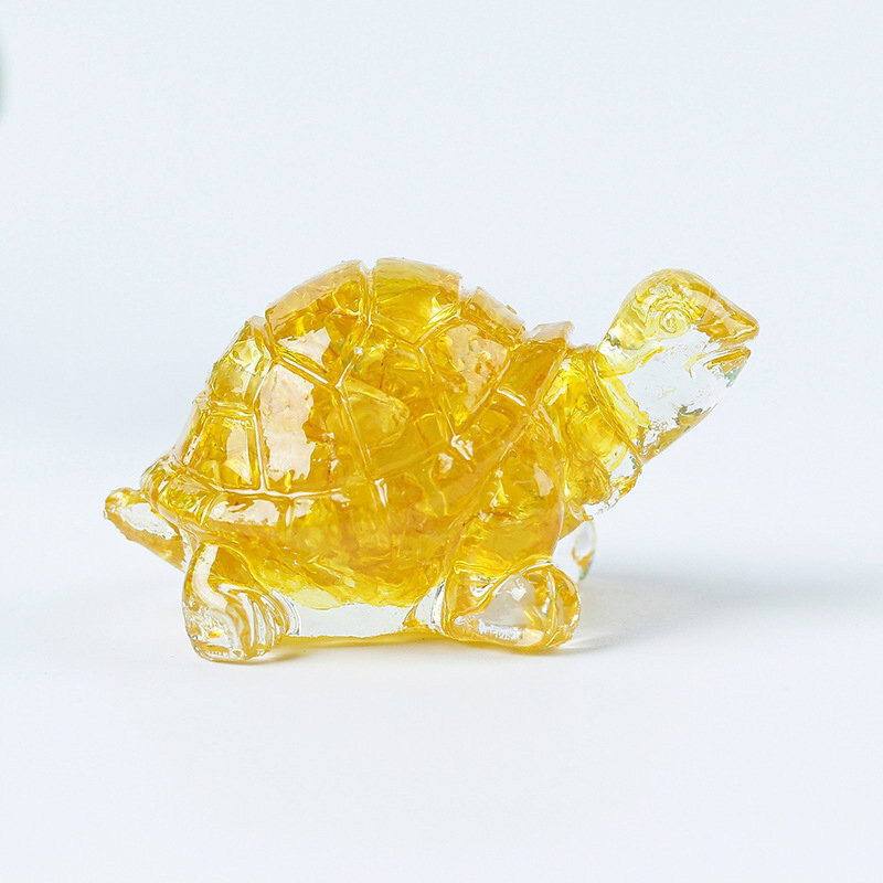Natural Citrine Quartz Crystal Tortoise Gemstone Resin Healing Turtle for Positive Energy