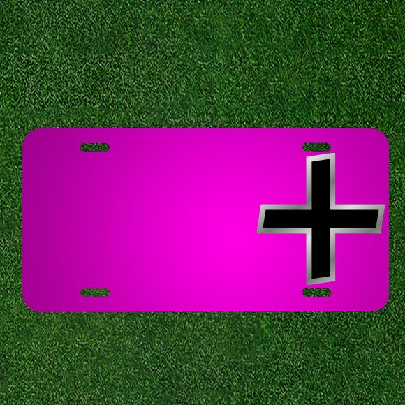 Custom Black Car License Plate with Name Sign Cross Design Personalization
