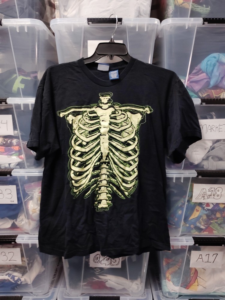 Glow In The Dark Skeleton Front Hit Goth Emo Graphic Tee Size Xl