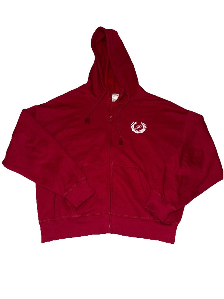 Victoria's Secret PINK Red Ivy Fleece Campus Full Zip Hoodie Size SMALL NWT!