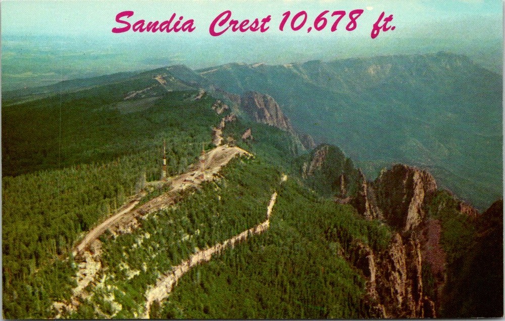 Aerial View Sandia Crest Near Albuquerque New Mexico Vintage Postcard