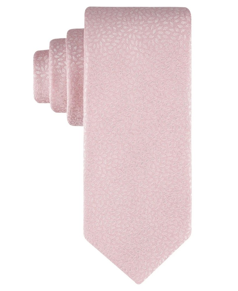 New Mens Calvin Klein Bonnie Tonal Floral Silk Blend Pink Slim Neck Tie Necktie