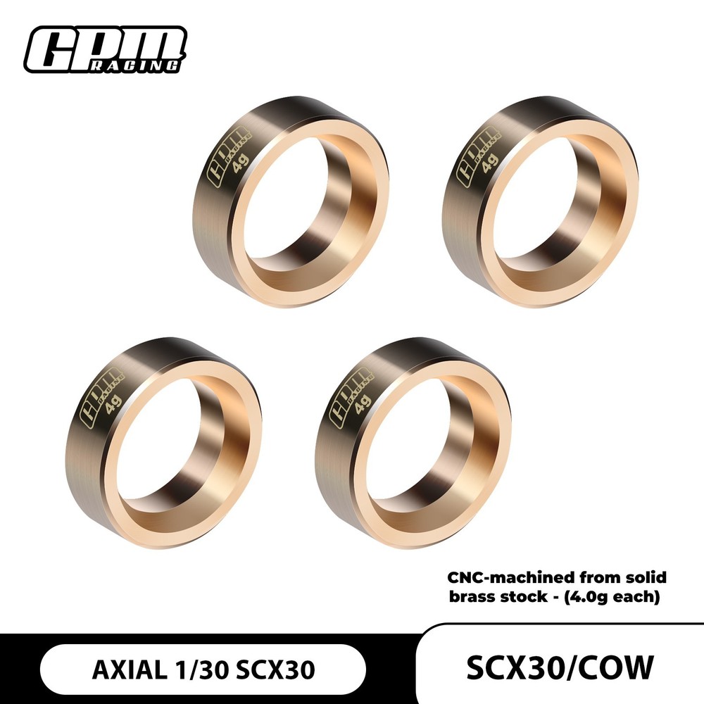 GPM 4PCS Brass Wheel (4g) For AXIAL 1/30 SCX30 Ford Bronco Jeep