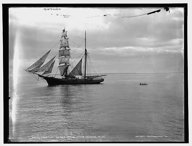 Photo:Sailing Ship Starting Cruise After Dropping Pilot ca. 1903