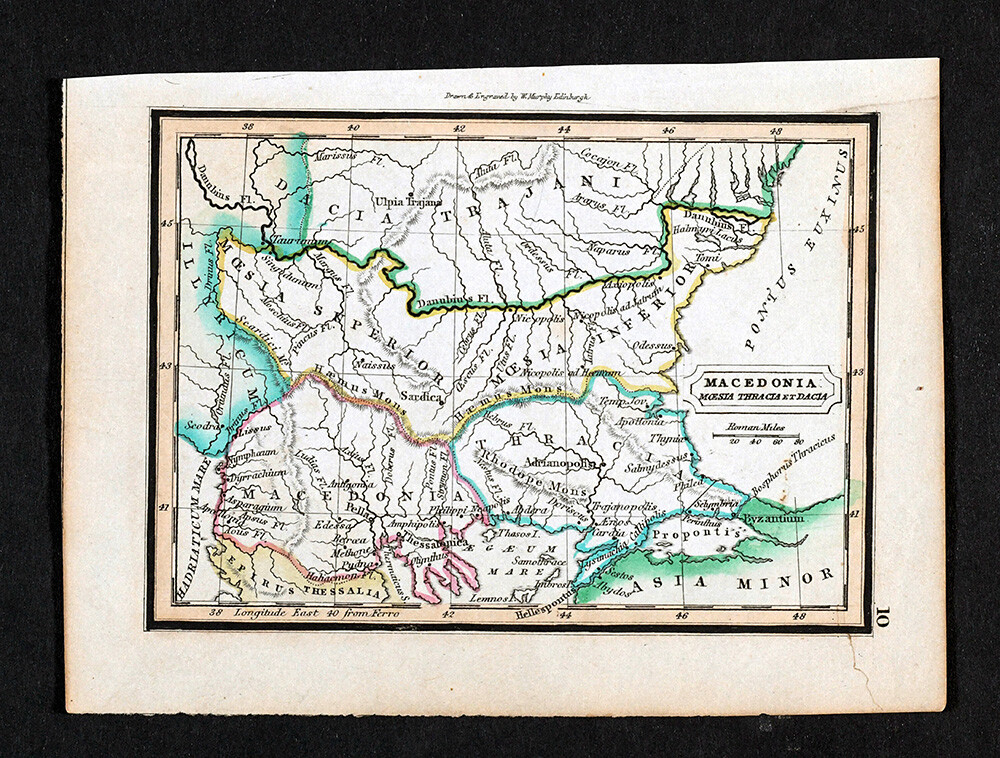 1832 Murphy Map Ancient Macedonia Dacia Thracia Balkans Byzantium Greece Turkey