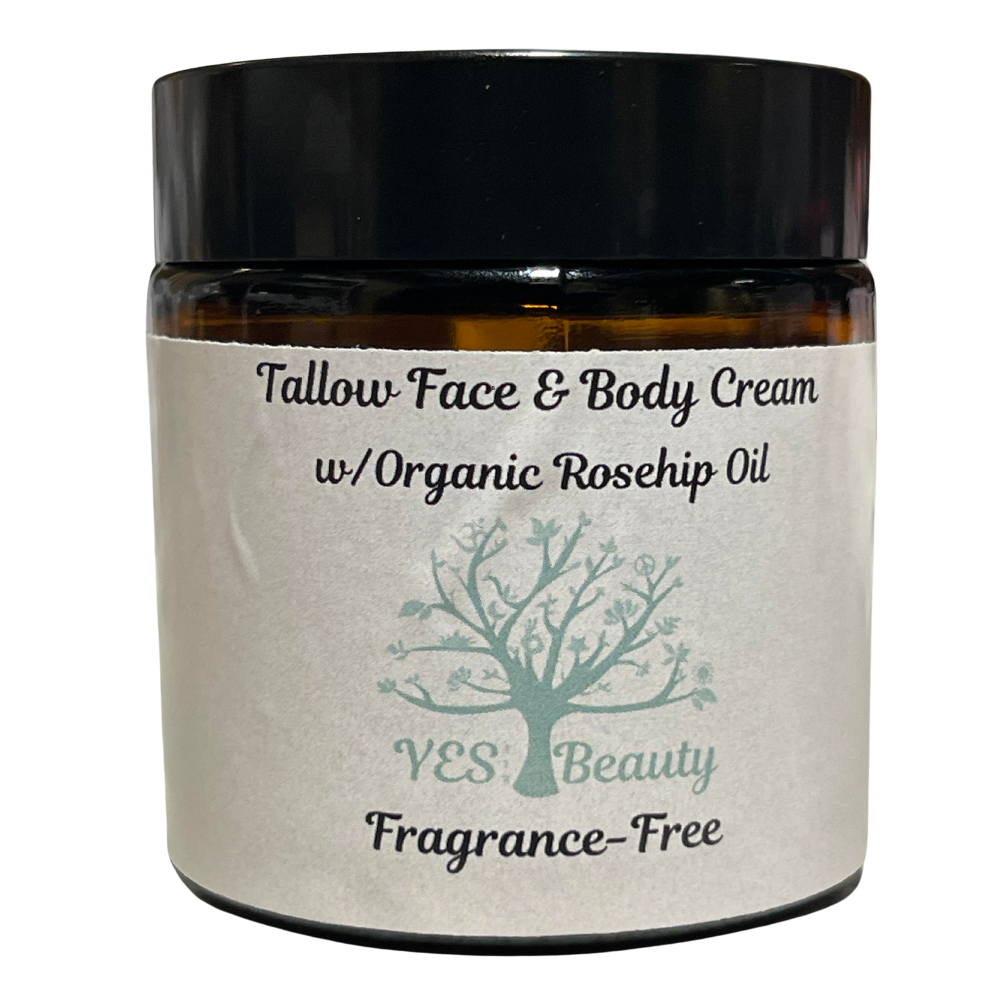 Grass Fed Tallow Face & Body Cream with Organic Rosehip Oil Fragrance Free 4 oz