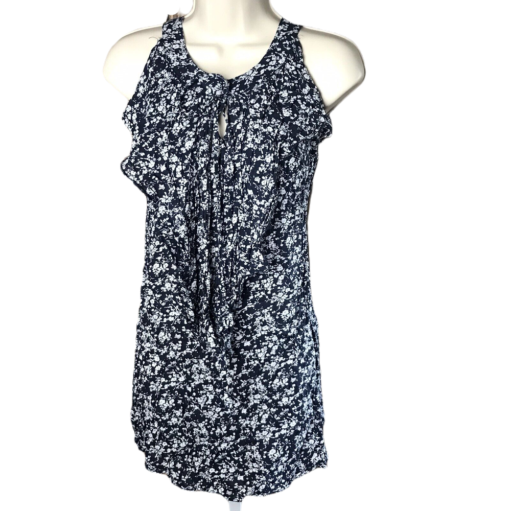 Kariss Super Cute Dress ~ Dark Blue & White ~ Sleeveless ~ Sz S ~ Rayon