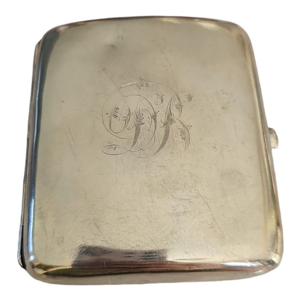 Antique Sterling Silver Cigarette Case Initials DB Monogram