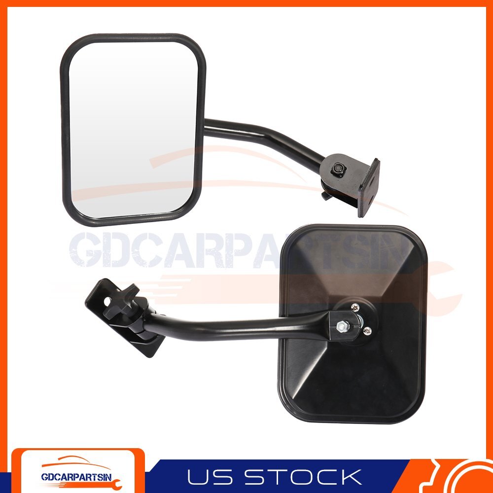 Manual Fits 1997-2017 Jeep Door Jeep Wrangler Black Housing Pair Side Mirrors