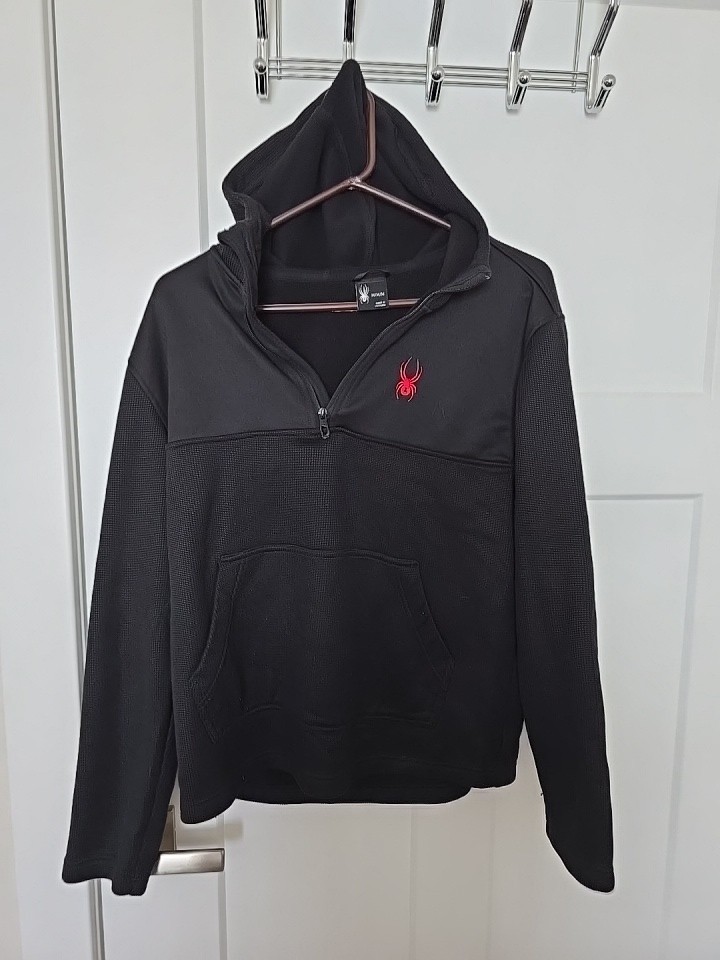Men’s Spyder Black Long Sleeve 1/4 Zip Up Pull Over With Pockets Size M Spyder
