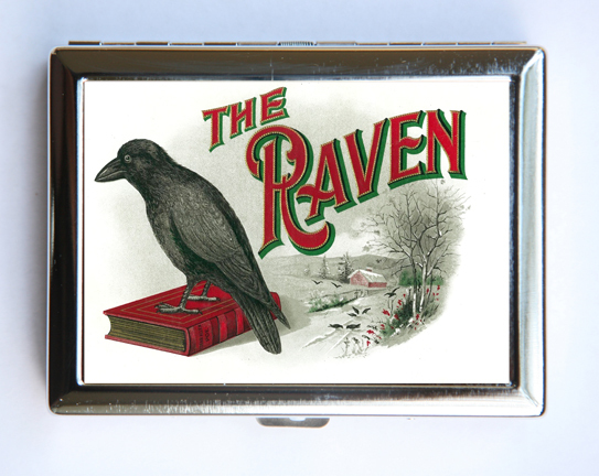 The Raven Cigarette Case Wallet Business Card Holder cigar label gothic crow