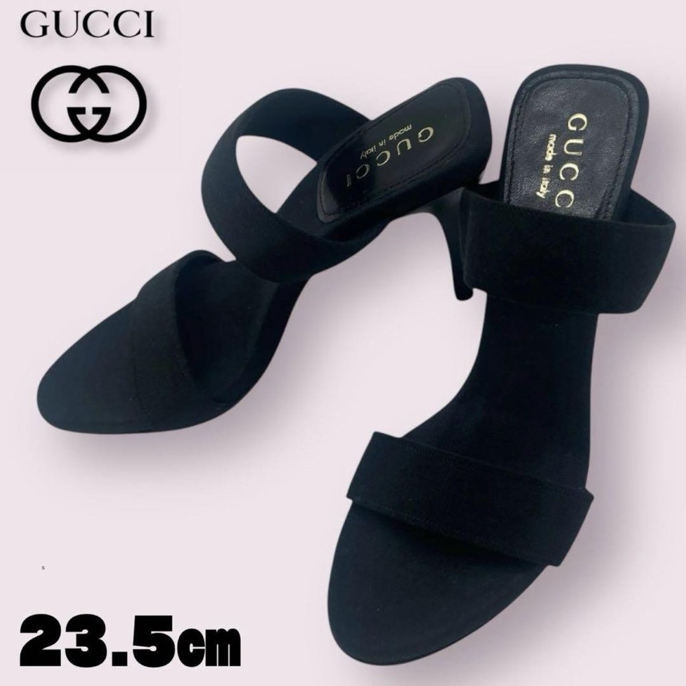Gucci Black Heel Mule Sandals Size 36.5 Womens Used Ag1144