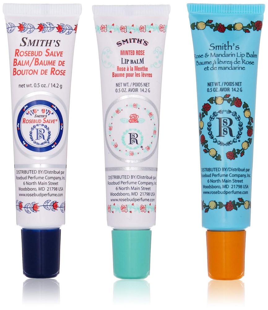 Rosebud Trio Lip Balm Set 3 Flavors 0.5oz Each for Hydrated Lips