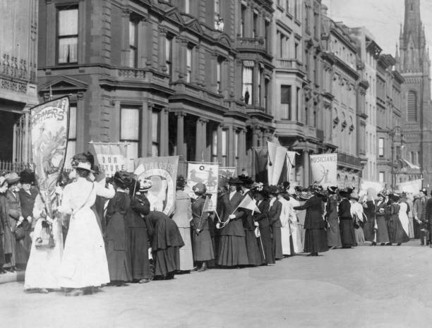 Women's Suffrage Movement Parade Through New York City 1912 Old Photo