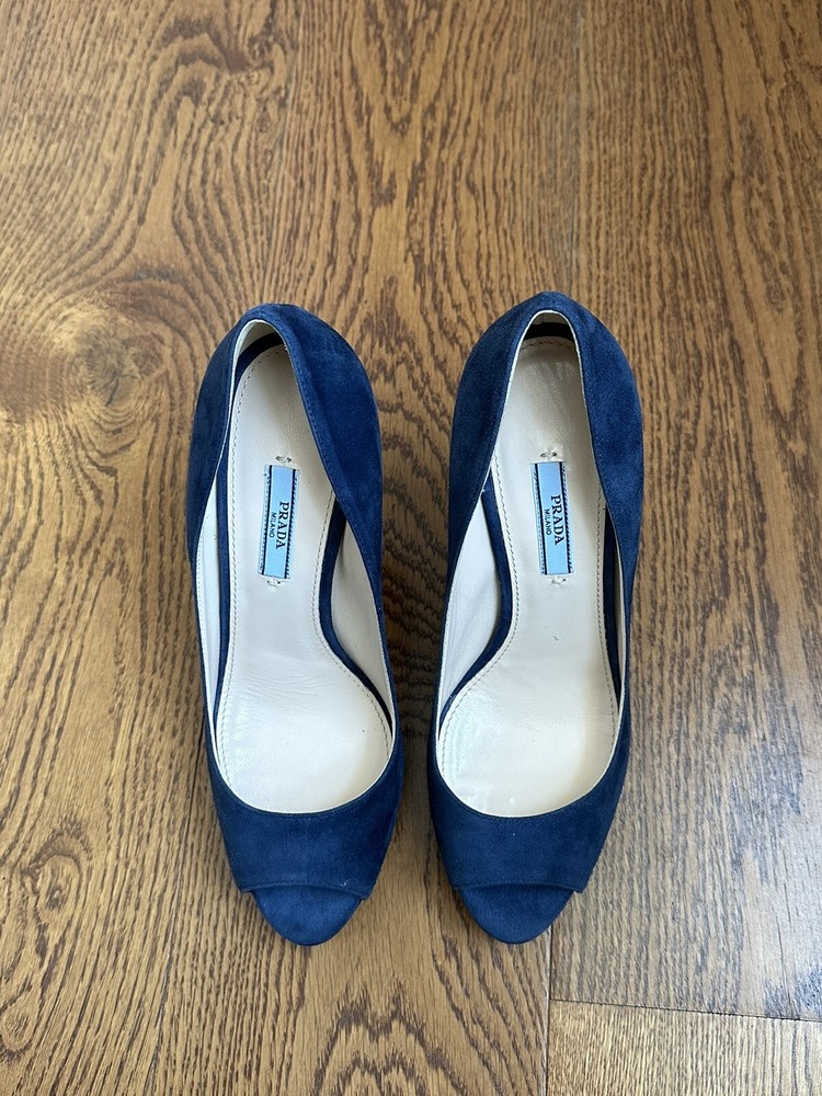 Prada Capretto Nude Open Toe High Heels Size 39