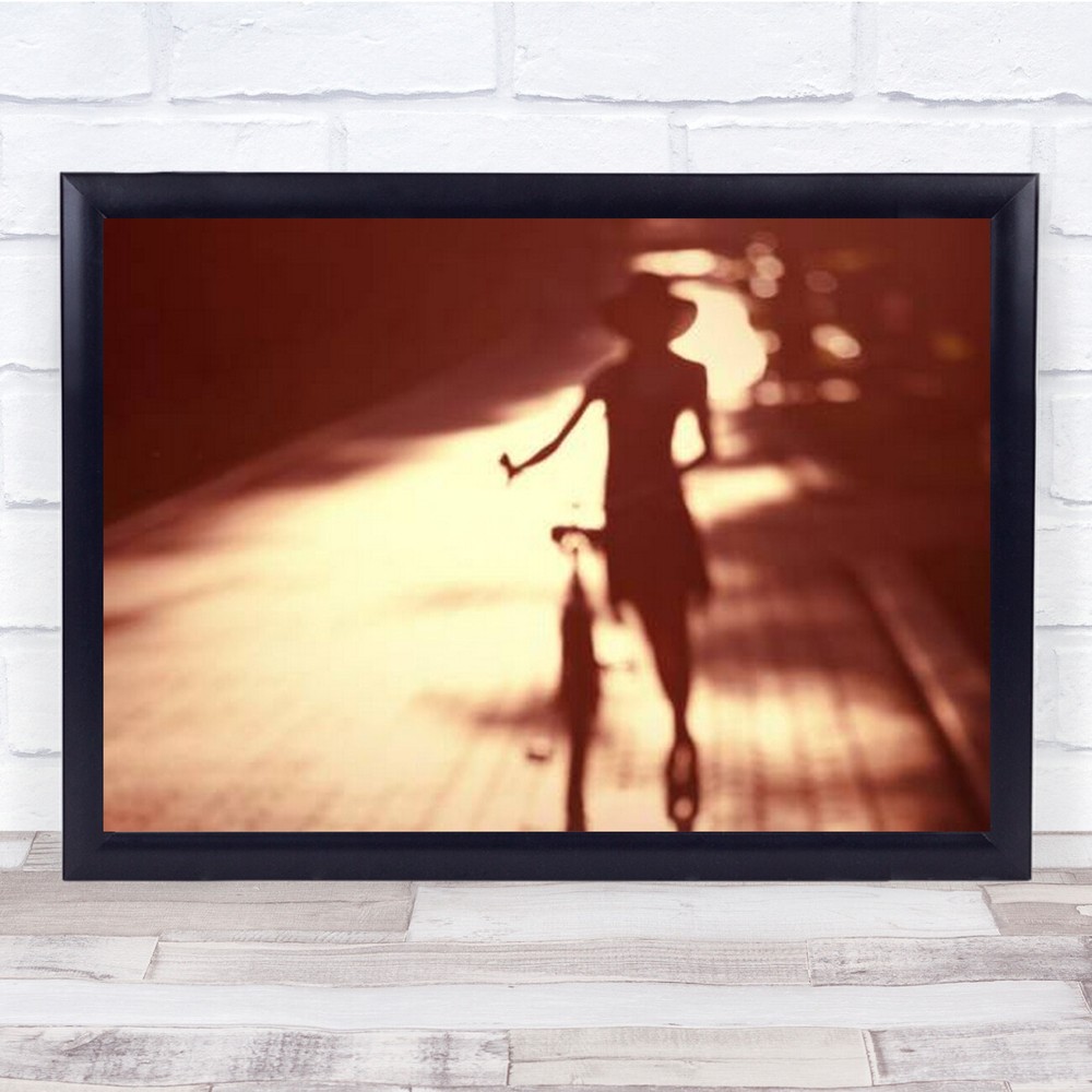 Girl Summer Street Bicycle Portrait Mood Hands Hat Light Road Wall Art Print