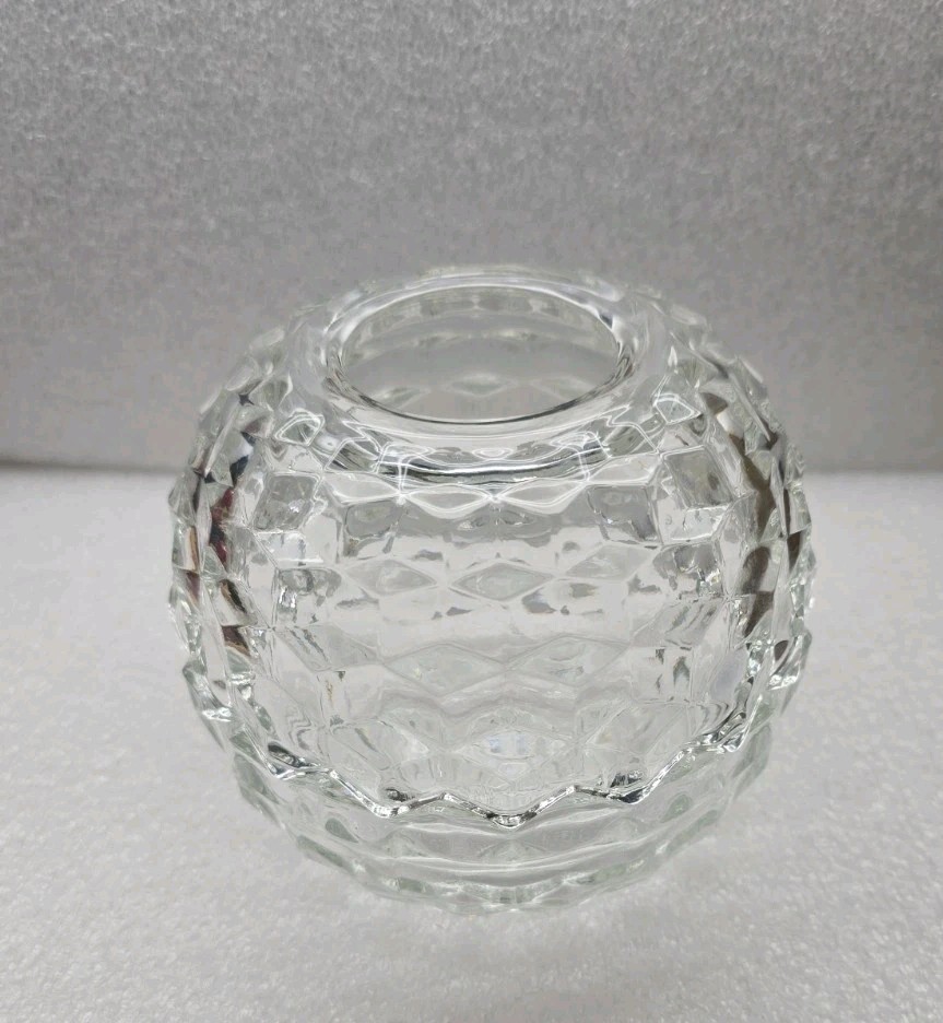 Homco Clear Glass Fairy Lamp Cubist Light Candle Holder Vintage Grandmacore