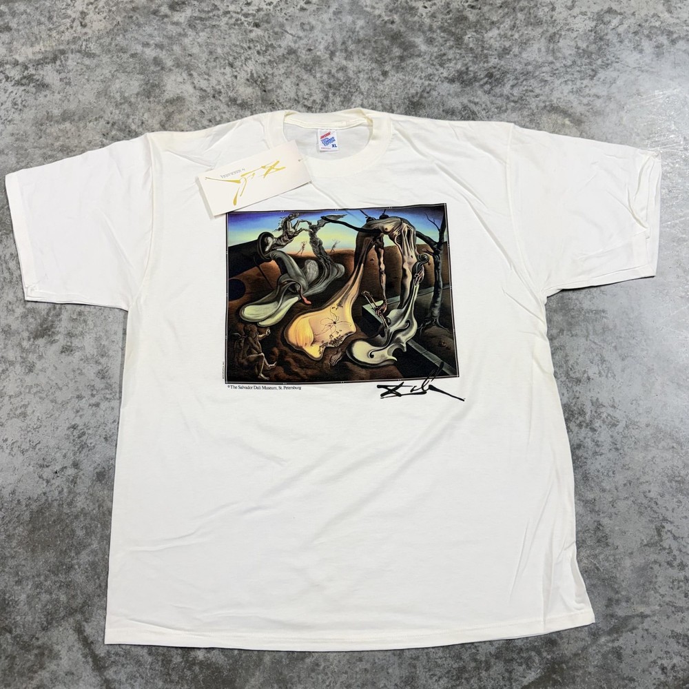 Vintage Salvador Dali Shirt Mens XL White Daddy Long Legs Art Deadstock 90s USA