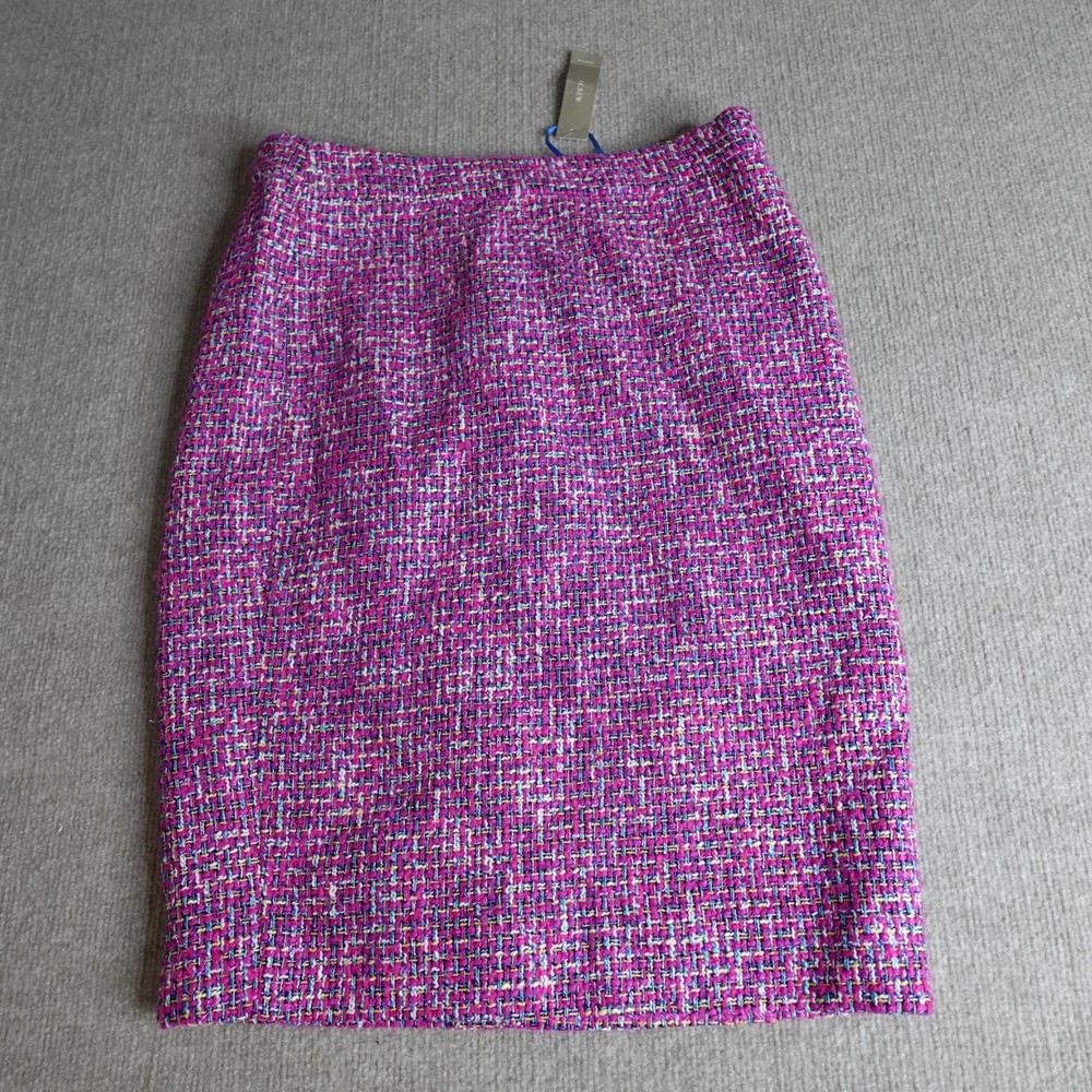 J.Crew Womens Skirt 6 Pink Red Tweed Italian Fabric No. 2 Pencil AR429 NEW