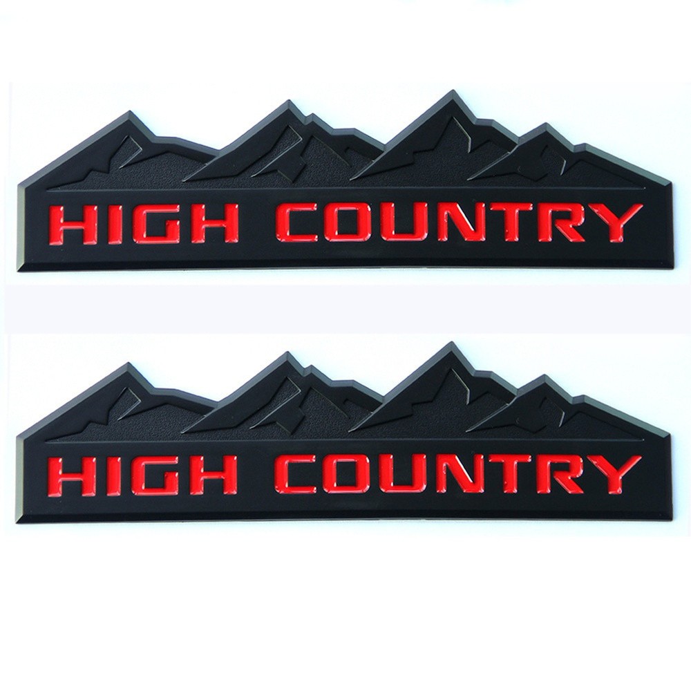 2x OEM HIGH COUNTRY Emblem Badge door tailgate fits Silverado Black Red