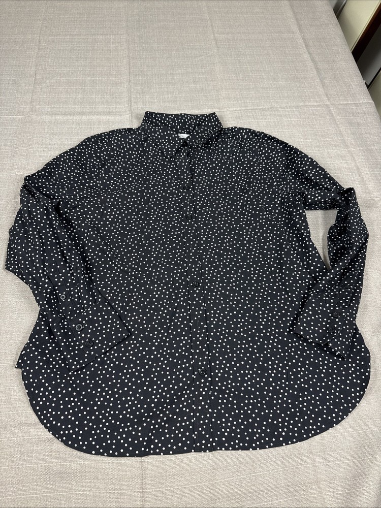 Chicos Womens Black Polka Dot Long Sleeve Button Up Shirt Size 15