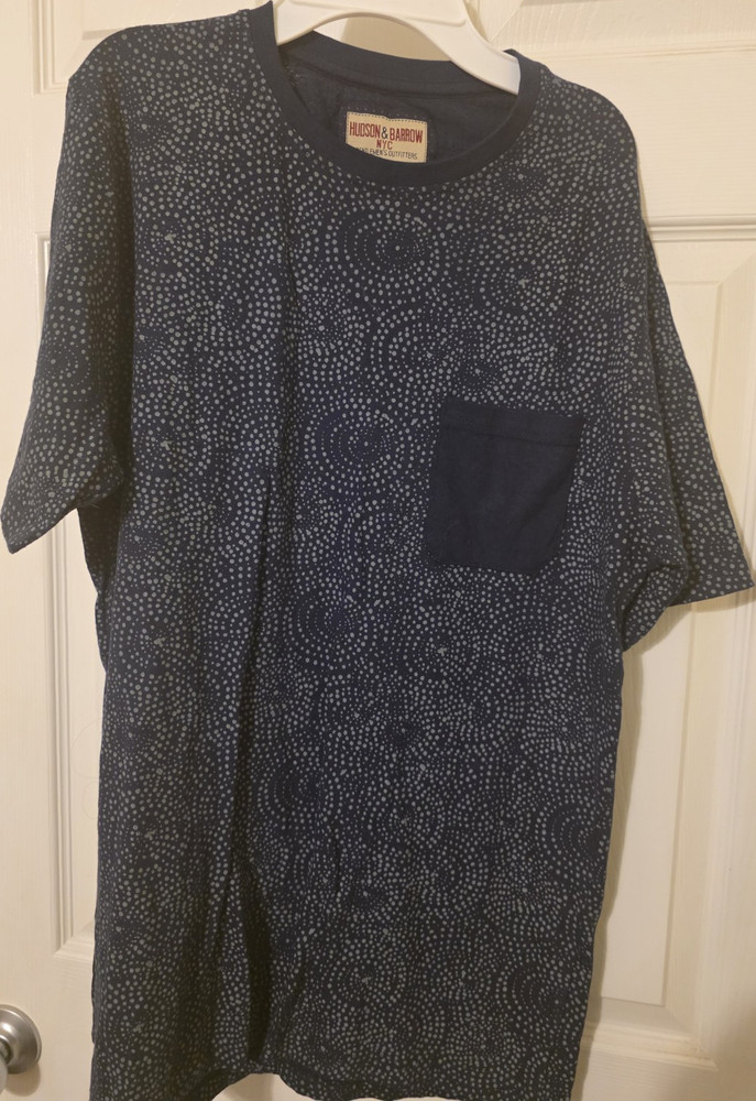 Hudson & Barrow Men’s XXL Blue Polka Dot Pocket Crew Neck Short Sleeve T-Shirt