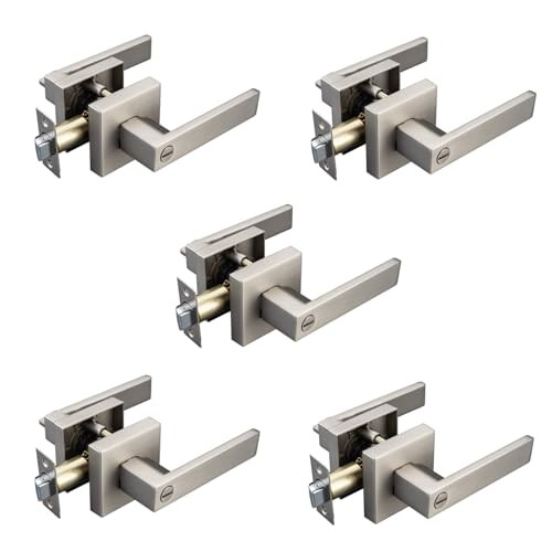 Brushed Nickel Interior Door Handle,Privacy Door Lever for Bath & Bed,Keyless