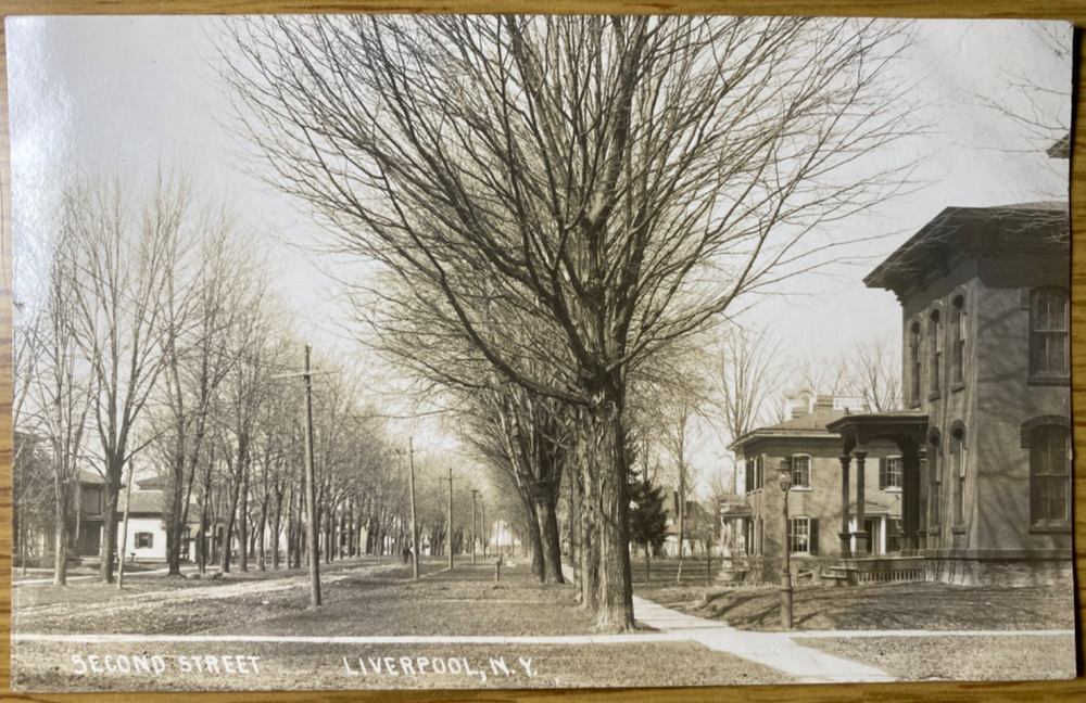 1910s RPPC - LIVERPOOL, NEW YORK antique real photo postcard SECOND STREET VIEW