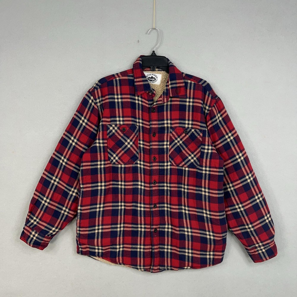 Blue Ridge by Wrangler Jacket Mens Medium Plaid Sherpa Lined Flannel Shacket