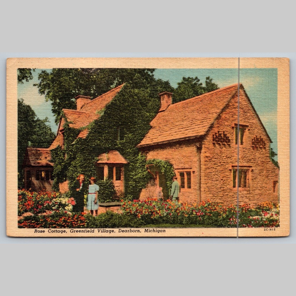 Postcard Rose Cottage Greenfield Village Dearborn Michigan Architecture