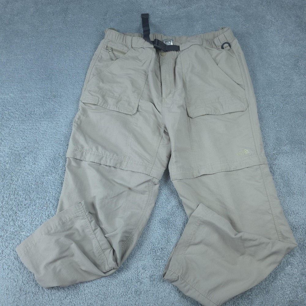 The North Face Pants Mens XL Beige Convertible Zip Off Hiking Elastic Waist