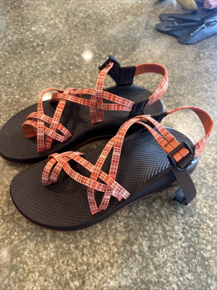 Chaco ZX2 Multi Strap Hiking Sandals Size 10 Brown Orange Toe Loop