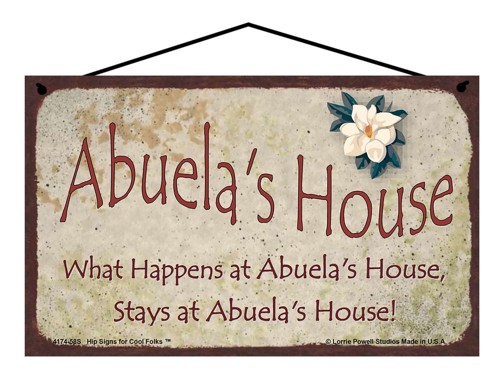 Spanish Abuela House Sign with Elegant Magnolia Floral Design-image