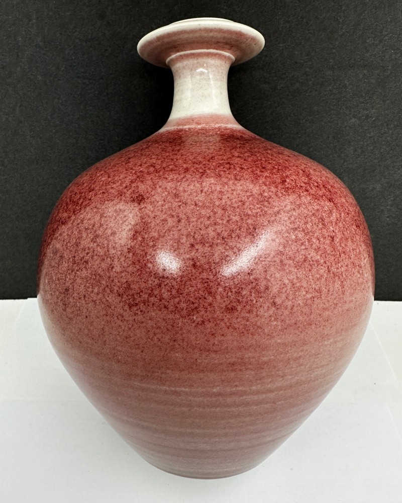 Peter Sabin New Hampshire Studio Art Pottery Ovoid Weed Pot Vase 8.5