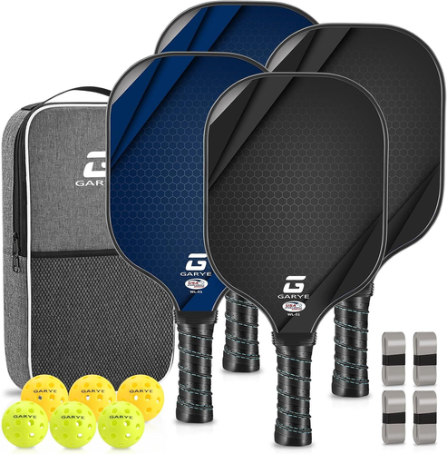 GARYE 4-Pack Carbon Fiber Pickleball Paddles Graphite Set