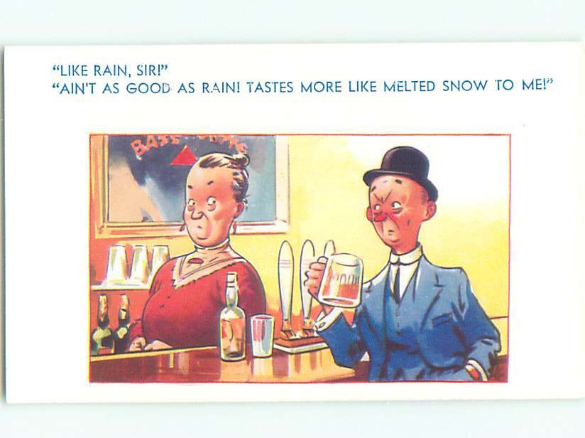 Bamforth Comic MAN HAVING A DRINK AT THE BAR : make an offer AC0059