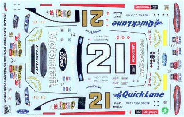 Trevor Bayne Ryan Blaney 1/24 Motorcraft Nascar waterslide decal Ace #21