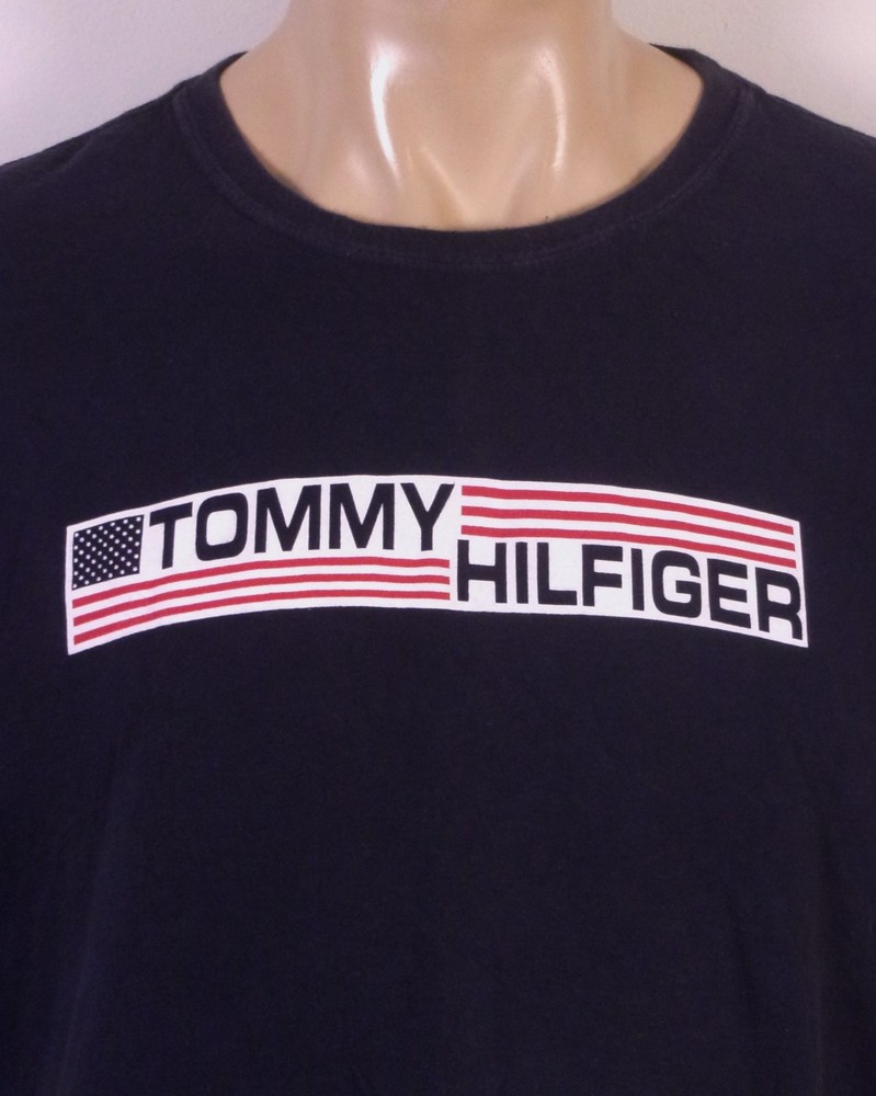 vintage 90s EUC Tommy Hilfiger USA Flag Logo T-Shirt Classic Spell Out sz L
