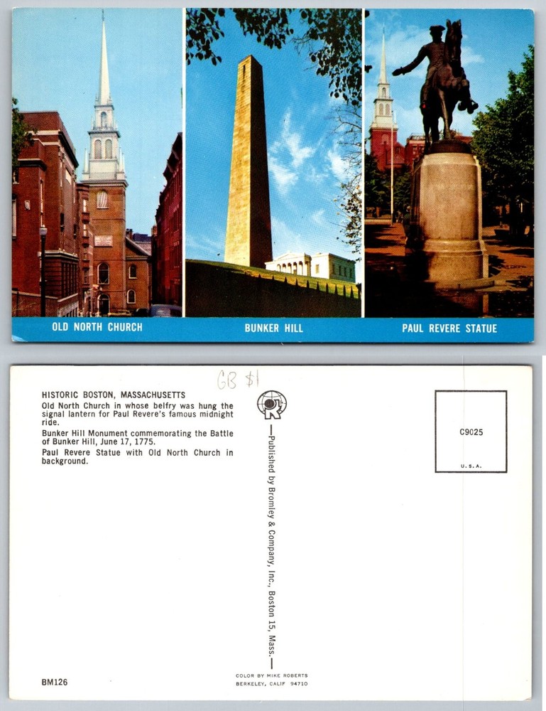 Historic Boston Massachusetts Old North Church Bunker Hill Paul Revere Statue