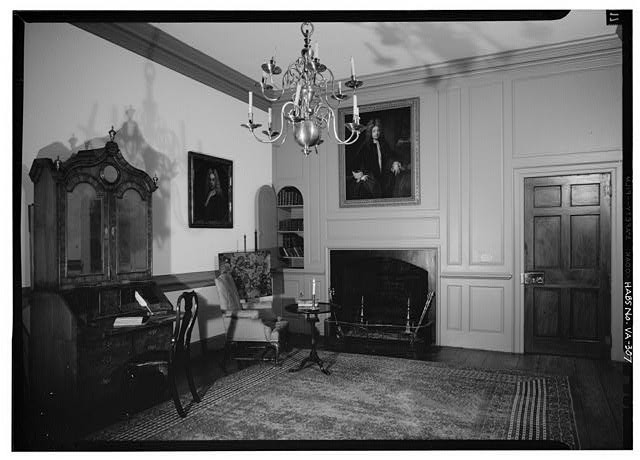 Stratford Hall Westmoreland County VA 1900s Interior Fireplace Chandelier