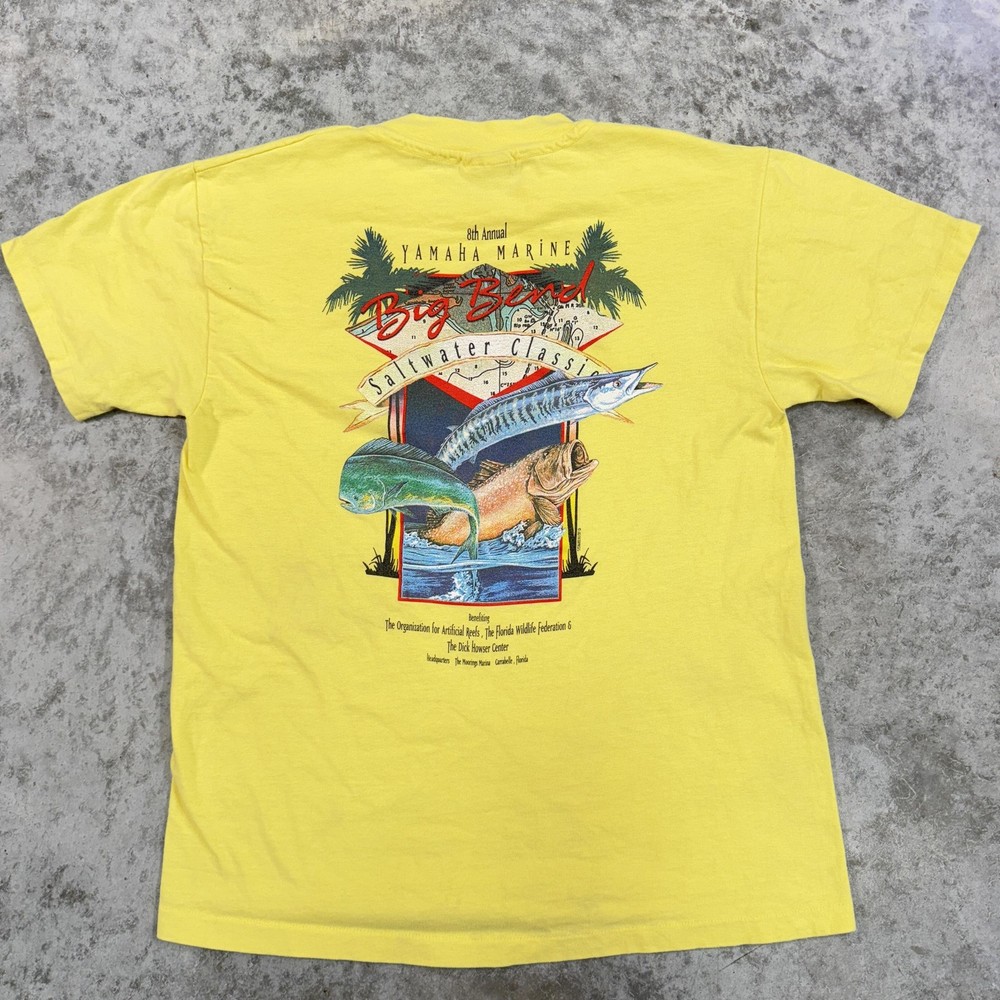 Vintage Yamaha Marine Shirt Mens Medium Big Bend Saltwater Classic Fishing 90s