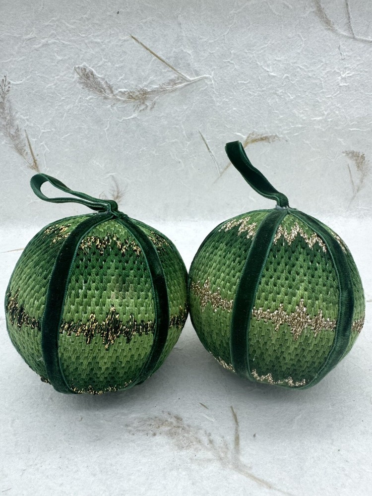 VTG 80s Hand Knit Crocheted Sweater Christmas Ornaments Balls 3