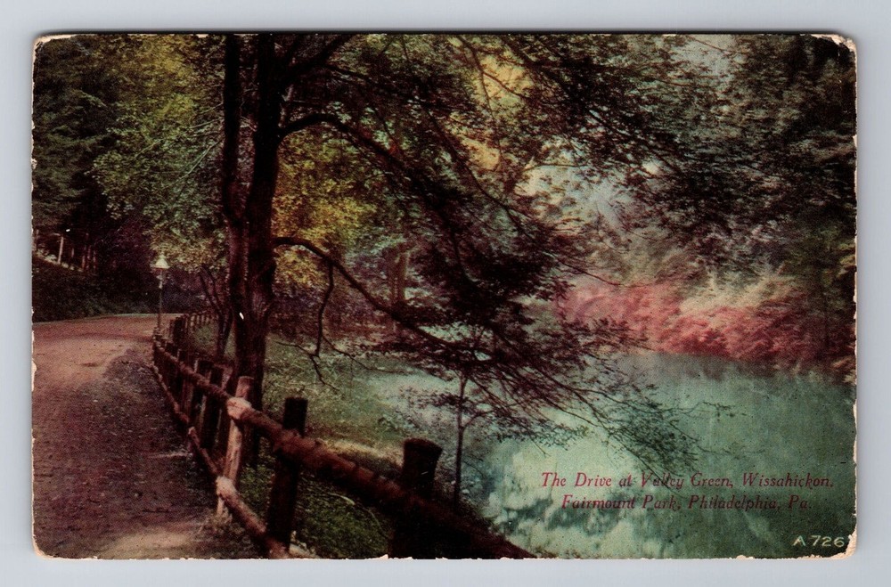 Philadelphia PA-Pennsylvania, Fairmont Park Valley Green Drive, Vintage Postcard