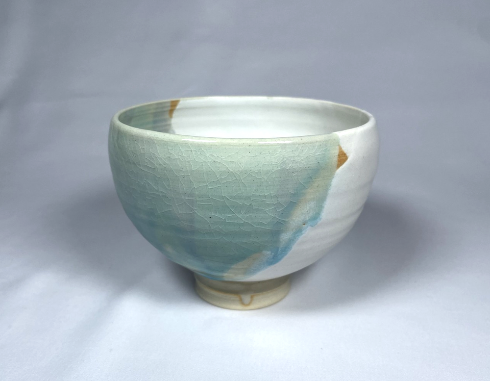 Globe Blue Japanese Ceramic Sculpture Pottery Art by Yoshifumi Hatakeyama #0003