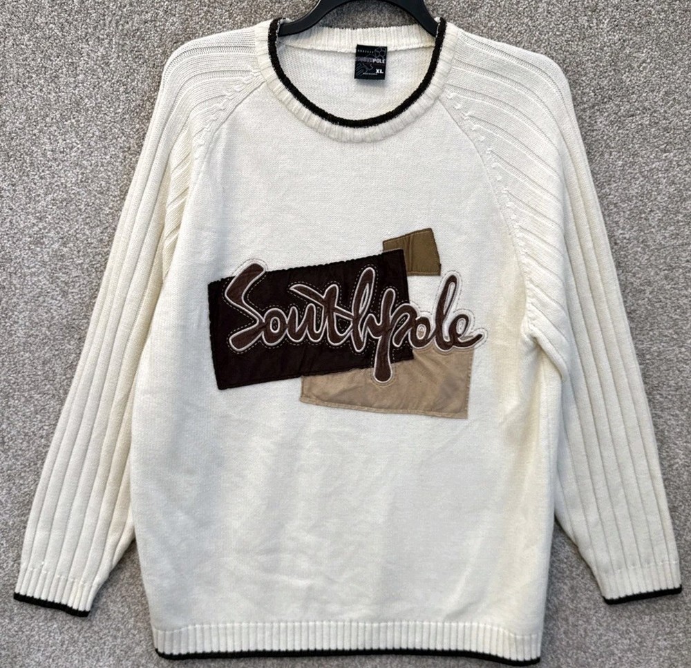 Southpole Mens Acrylic Knit Embroidered Spellout Pullover Sweater Size XL