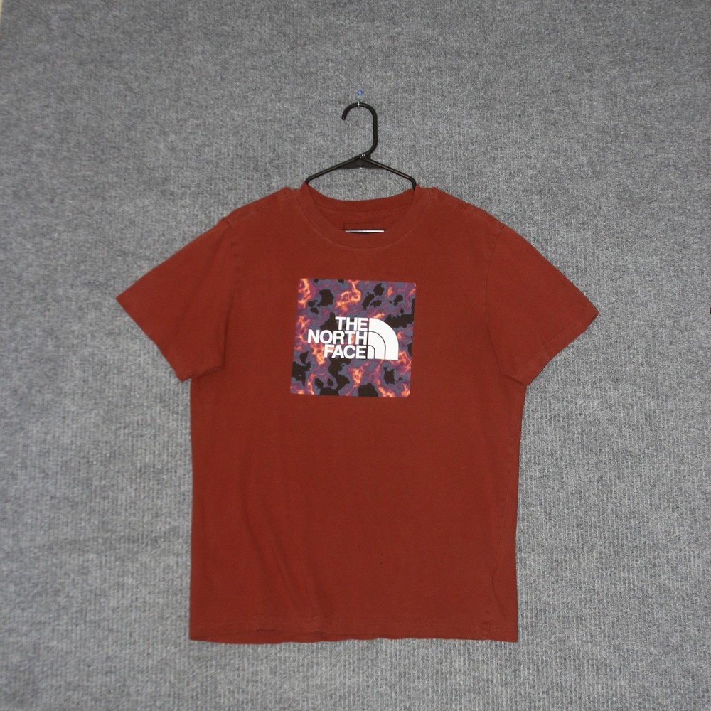 The North Face T Shirt Mens M Brown Graphic Cotton Box Logo Casual Everyday