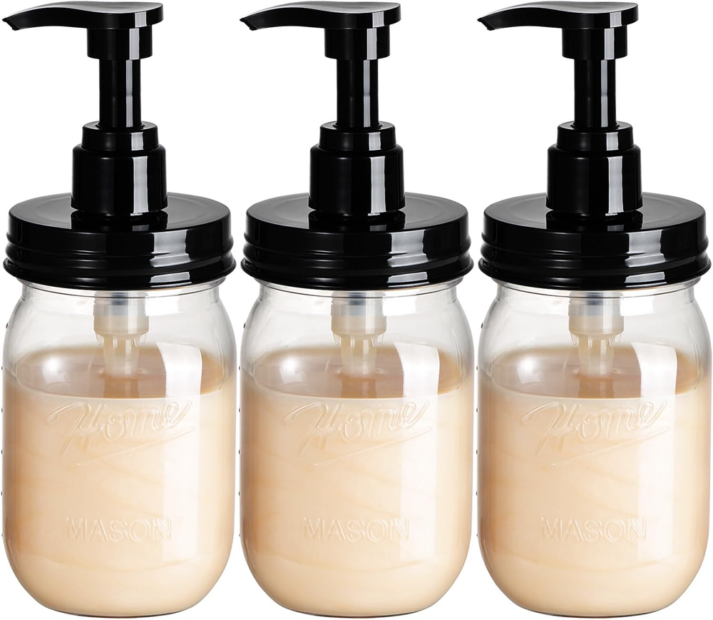 Plastic Mason Jar Soap Dispenser with Pump Lid,16Oz Refillable Bpa-Free Hand Soa