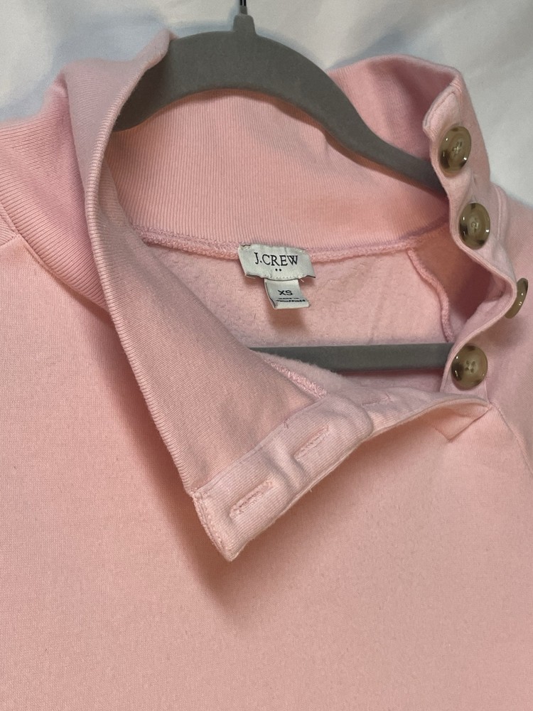 J. Crew Women's Pink Wide Button-Collar Pullover Sweatshirt Size x-Small